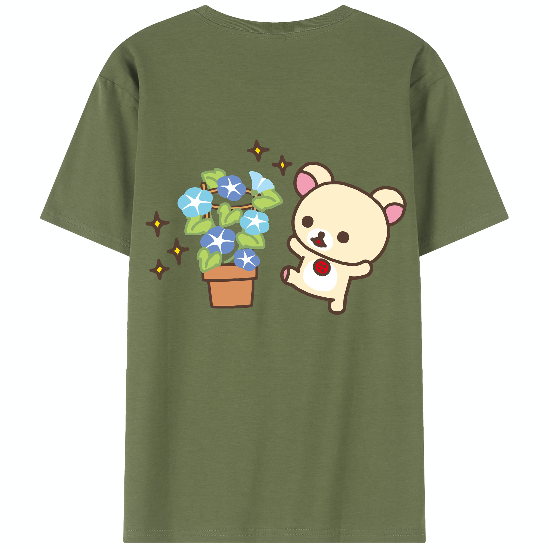 （画像用） リラックマ リラックマ キイロイトリ Rilakkuma Korilakkuma Kiiroitori 綿100％半袖Tシャツ（背面プリント）